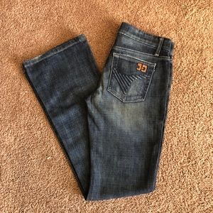 Size 0 Dark blue boot cut Joe Jones for sale. Regular length.